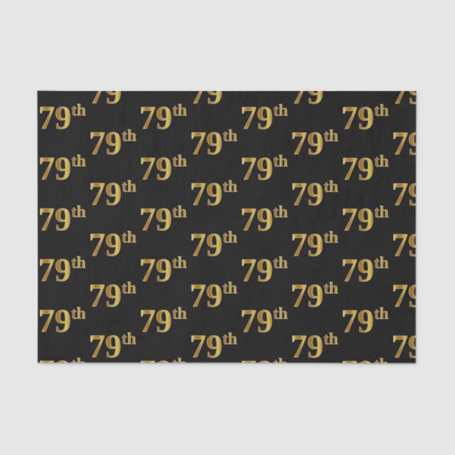 Black, Faux Gold 79th (Seventy-Ninth) Event Tissue Paper (Front)