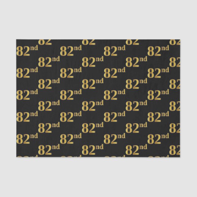 Black, Faux Gold 82nd (Eighty-Second) Event Tissue Paper (Front)