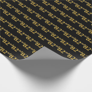 Black, Faux Gold 82nd (Eighty-Second) Event Wrapping Paper