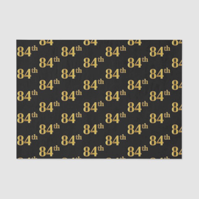 Black, Faux Gold 84th (Eighty-Fourth) Event Tissue Paper (Front)