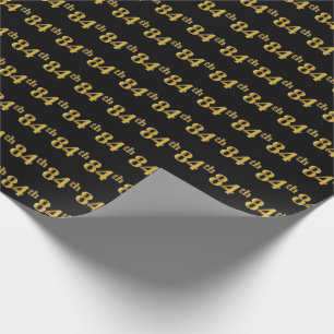 Black, Faux Gold 84th (Eighty-Fourth) Event Wrapping Paper