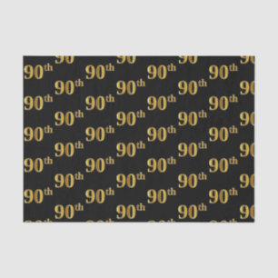 Black, Faux Gold 90th (Ninetieth) Event Tissue Paper