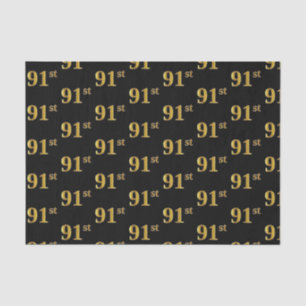 Black, Faux Gold 91st (Ninety-First) Event Tissue Paper