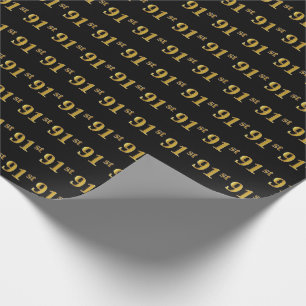 Black, Faux Gold 91st (Ninety-First) Event Wrapping Paper