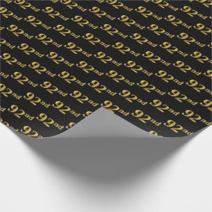 Black, Faux Gold 92nd (Ninety-Second) Event Wrapping Paper