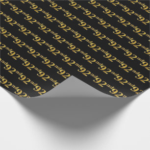 Black, Faux Gold 92nd (Ninety-Second) Event Wrapping Paper