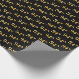 Black, Faux Gold 94th (Ninety-Fourth) Event Wrapping Paper