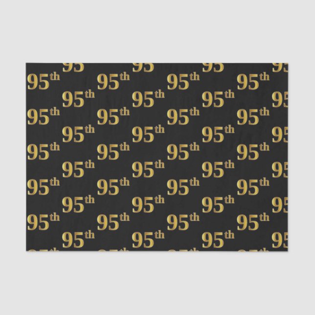 Black, Faux Gold 95th (Ninety-Fifth) Event Tissue Paper (Front)