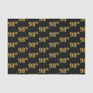 Black, Faux Gold 98th (Ninety-Eighth) Event Tissue Paper