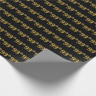 Black, Faux Gold 99th (Ninety-Ninth) Event Wrapping Paper