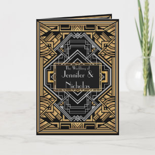 Black, Faux Gold and Silver Art Deco Style Announcement