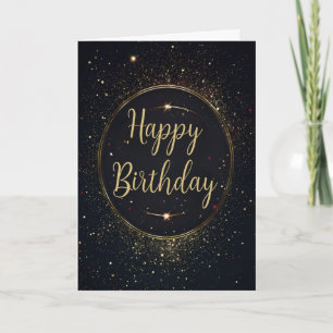 Black & Faux Gold Birthday Card