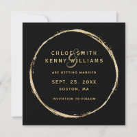 Black Faux Gold Circle Frame Photo Wedding