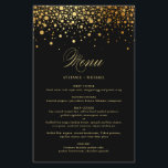 Black Faux Gold Foil Confetti Wedding Menu Card<br><div class="desc">Add an elegant accent to your event tablescape with this customisable menu card. It features faux gold foil confetti dots with an elegant script. Personalise this elegant menu card by adding your own details. This faux gold foil menu card is perfect for weddings, bridal showers, baby showers, and so much...</div>