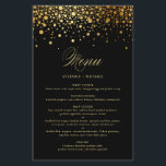 Black Faux Gold Foil Confetti Wedding Menu Card<br><div class="desc">Add an elegant accent to your event tablescape with this customisable menu card. It features faux gold foil confetti dots with an elegant script. Personalise this elegant menu card by adding your own details. This faux gold foil menu card is perfect for weddings, bridal showers, baby showers, and so much...</div>