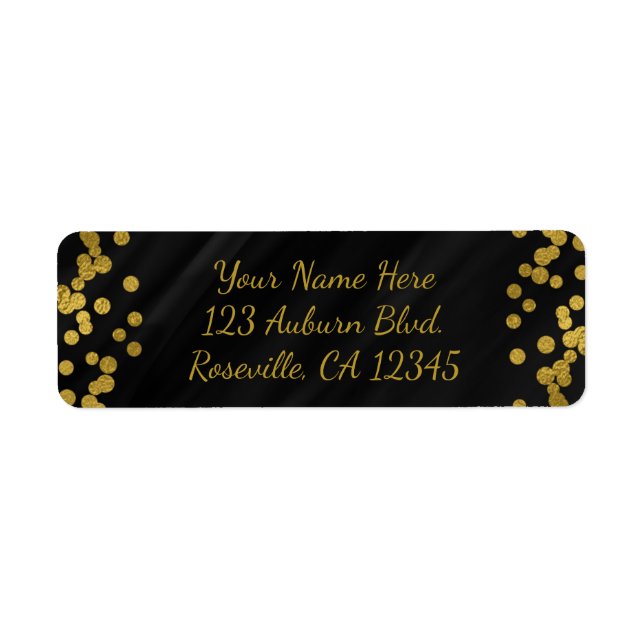 Black & Faux Gold Foil Glamour Dots Modern (Front)