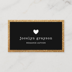 Black Faux Gold Glitter Romance Author Business Card