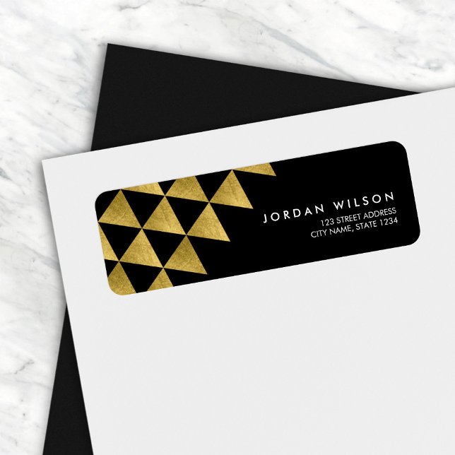 Black Faux Gold Triangle Abstract Modern Address (Creator Uploaded)