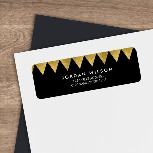 Black Faux Gold Triangle Pattern Modern Address