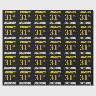 Black, Faux/Imitation Gold, "31st BIRTHDAY" Wrapping Paper