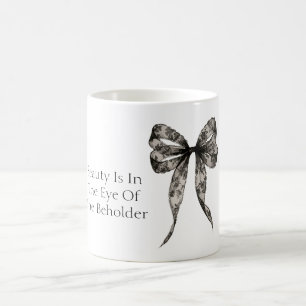 Black Faux Lace Bow Beauty Is Coffee Mug