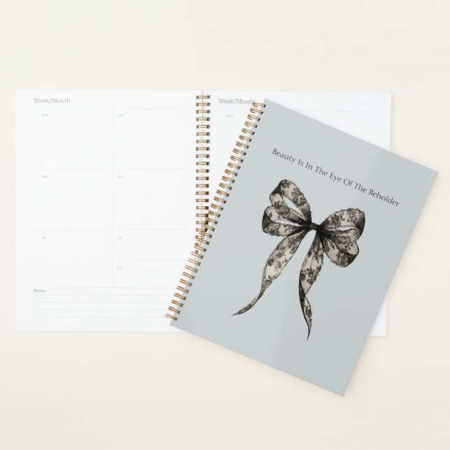 Black Faux Lace Bow Beauty Is Planner (Display)