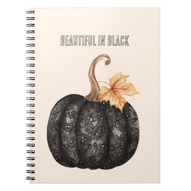 Black Faux Lace Pumpkin Notebook (Front)