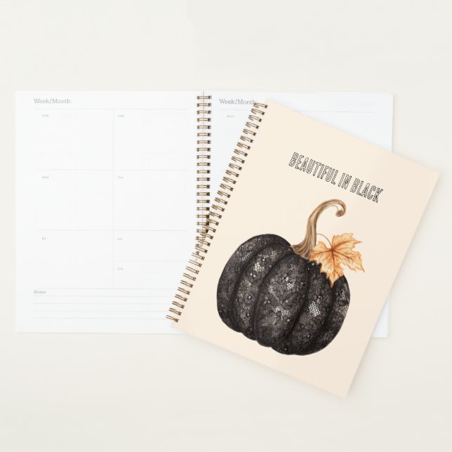 Black Faux Lace Pumpkin Planner (Display)