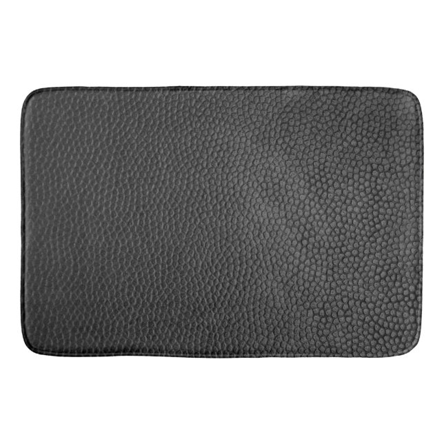 Black Faux Leather Luxurious Bath Mat (Front)