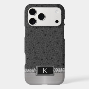 Black Faux Leather Monogrammed iPhone XS Max Case