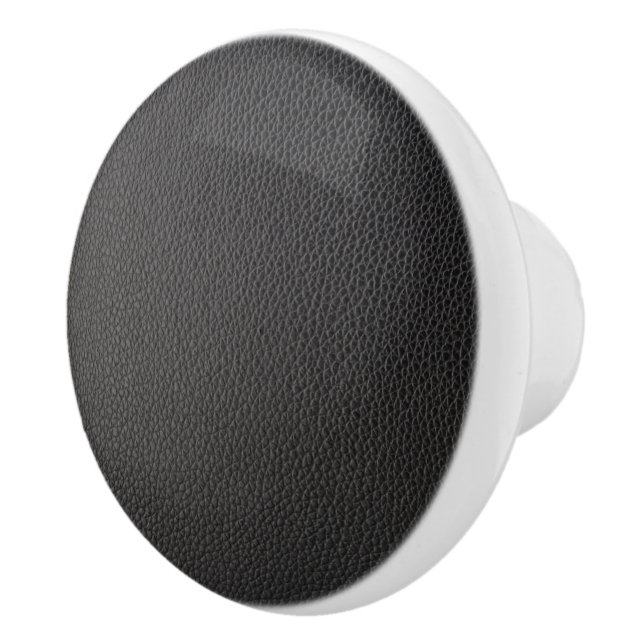 Black faux leather texture ceramic knob (Right)