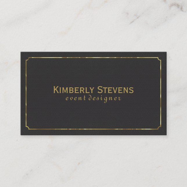 Black Faux Leather Vintage Look Business Card (Front)