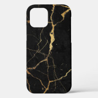 Black faux marble gold veins