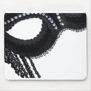 Black Faux Rhinestone Mask Halloween Invitation Mouse Mat