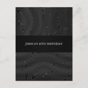 Black Faux Silk Fabric Abstract Birthday Party Invitation