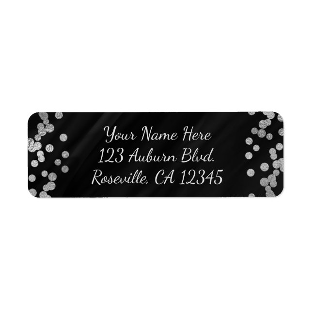 Black & Faux Silver Foil Glamour Dots Modern (Front)
