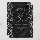 Black & Faux Silver Glitter Glam 30 30th Birthday Invitation<br><div class="desc">Black & Faux Silver Glitter Glam 30 30th Birthday Invitations. Customise for any event.</div>