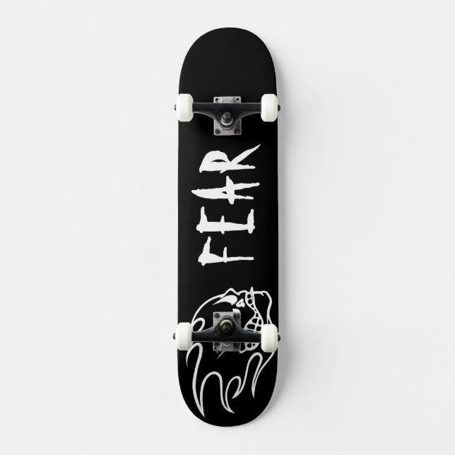 Black Fear Skateboard Deck with White (Front)