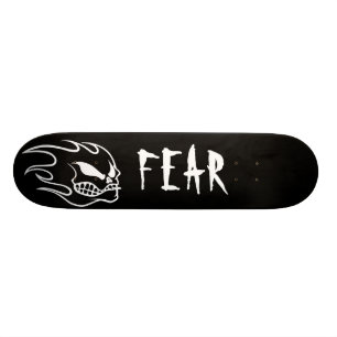 Black Fear Skateboard Deck with White