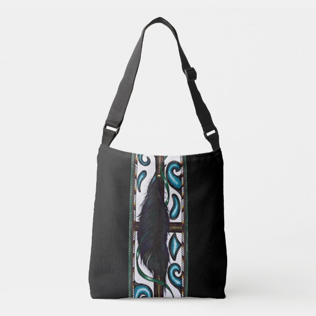 Black Feather Crossbody Bag (Front)