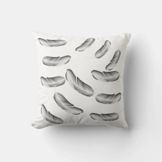 "Black Feather Elegance  Decorative Pillow" Cushion