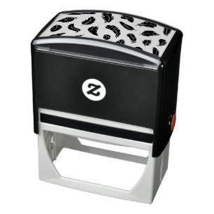 Black feather icon design self-inking stamp