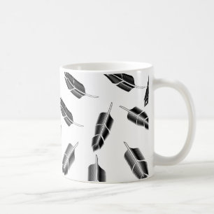 Black Feather Pattern Coffee Mug