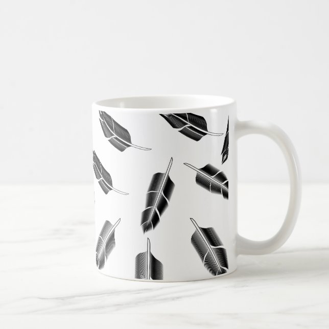 Black Feather Pattern Coffee Mug (Right)