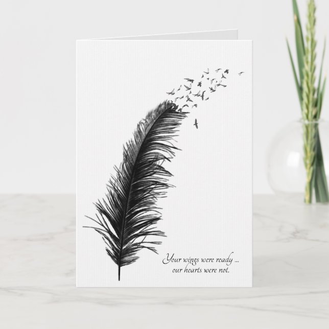 Black Feather Sympathy  Card (Front)