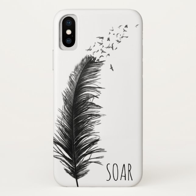 black feather with birds Case-Mate iPhone case (Back)