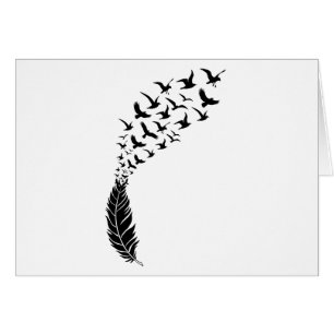 Black feather with flying birds