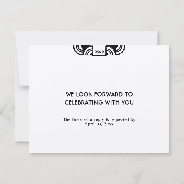 Black felt deco wedding enclosure RSVP response (Front)