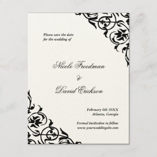 Black felt formal wedding save the date flat card