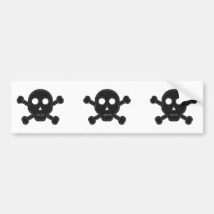 Black Felt Skull Bumper Sticker